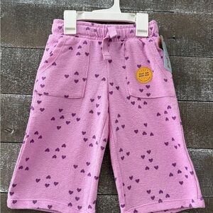 Cat & Jack Girls Pink Heart Print Kids Casual Pull on Terry Cloth Pants‎